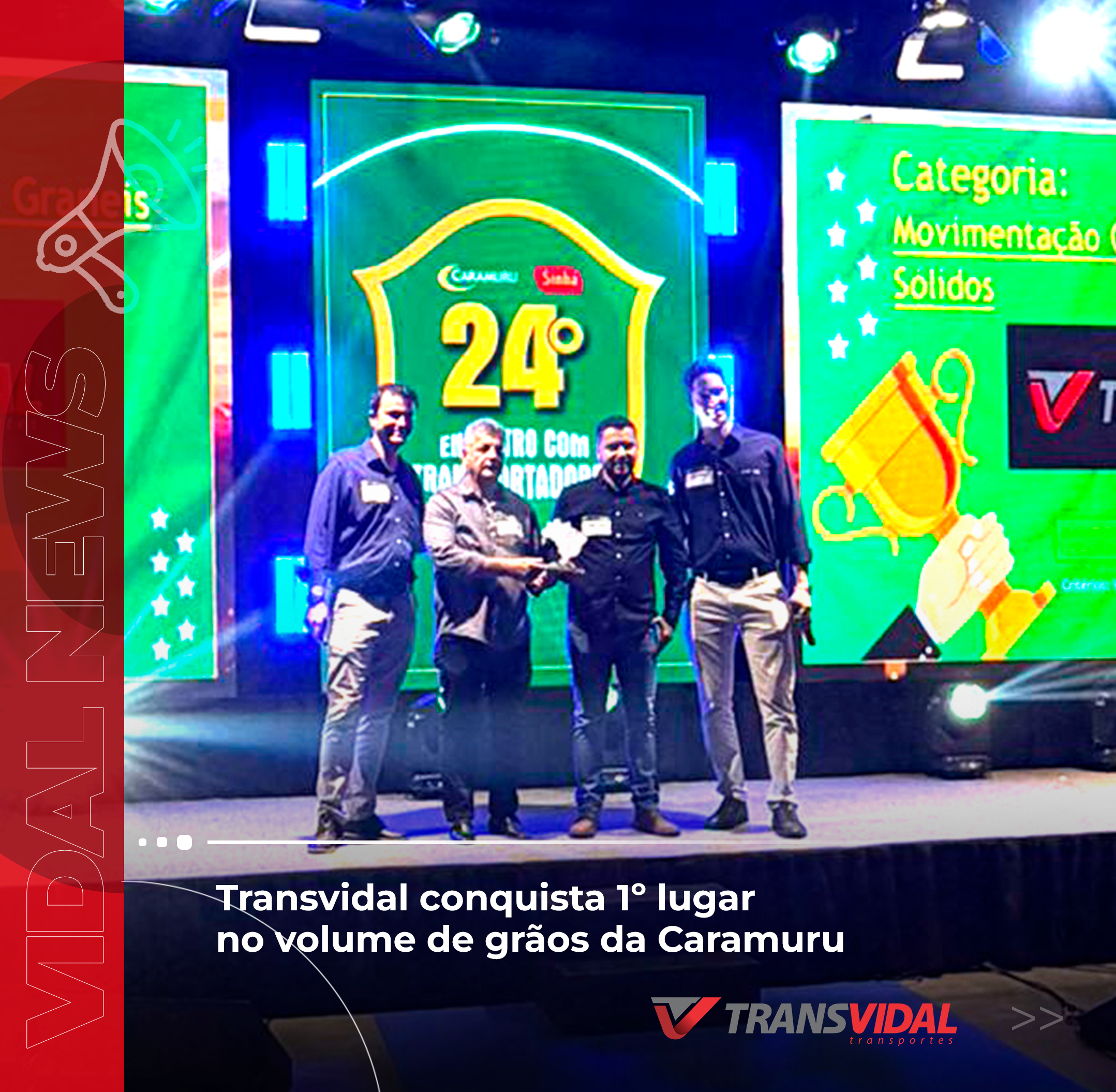 Transvidal conquista 1º lugar no volume de grãos da Caramuru