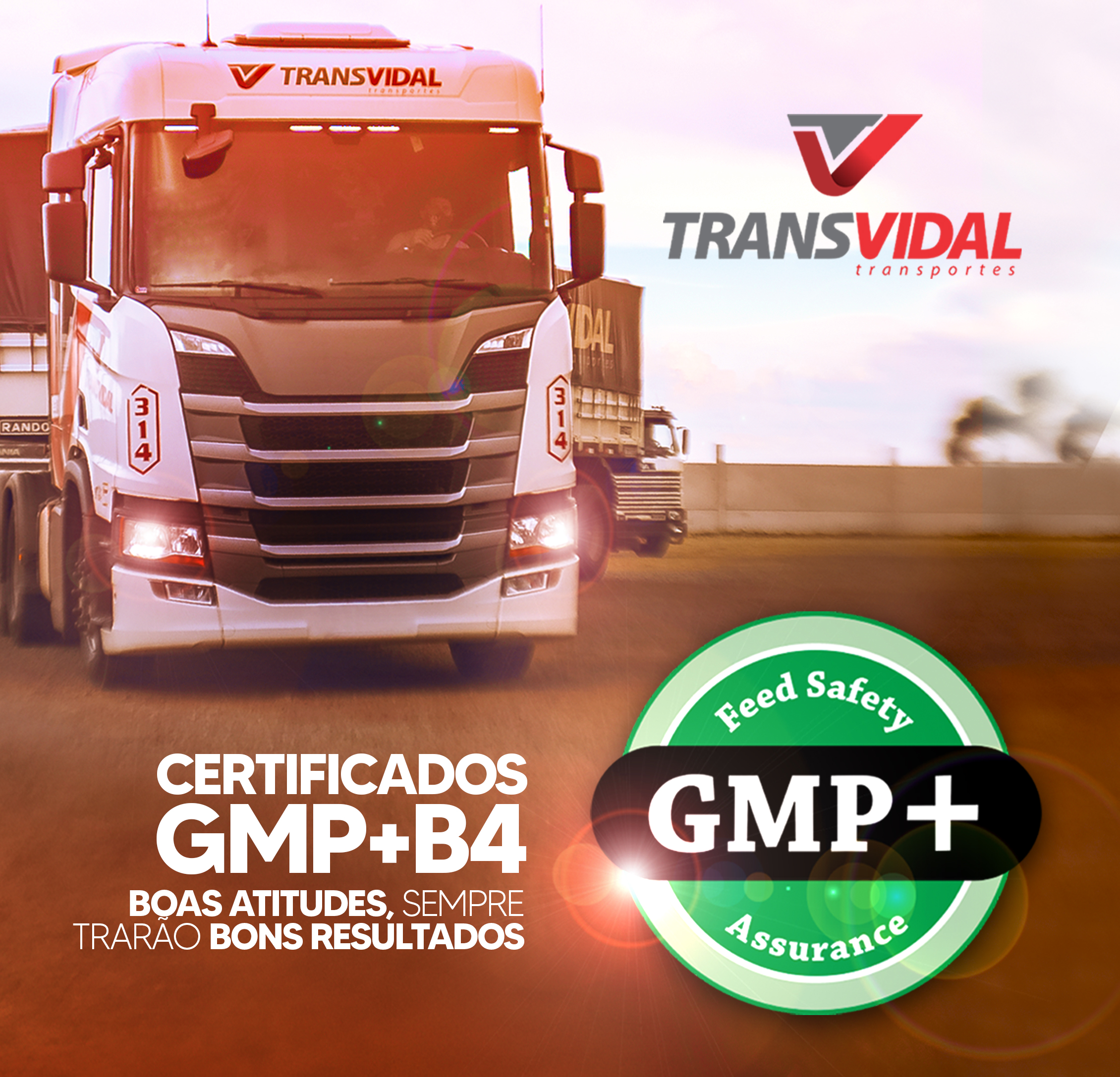 TRANSVIDAL TRANSPORTES RECEBE CERTIFICAÇÃO GMP+B4